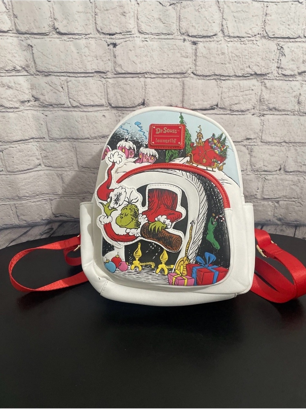 Dr. Seuss White & Red Grinch Holiday Kids Backpack Purse